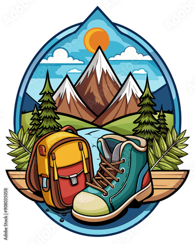 hiking colorful vector t-shirt design,hiking printable design svg photo