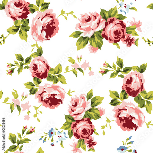 Obraz na płótnie Vintage floral rose pattern, seamless pattern design for digital and print use w salonie