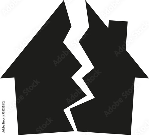 Broken house icon. Damaged house. Vector. Flat design.