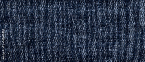 Ultrawide Close-Up Of  Dark Indigo Blue Jeans Denim Texture Pattern