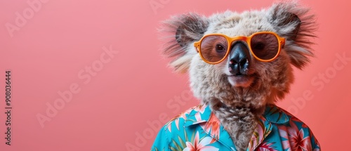 Koala in Sunglasses and Hawaiian Shirt