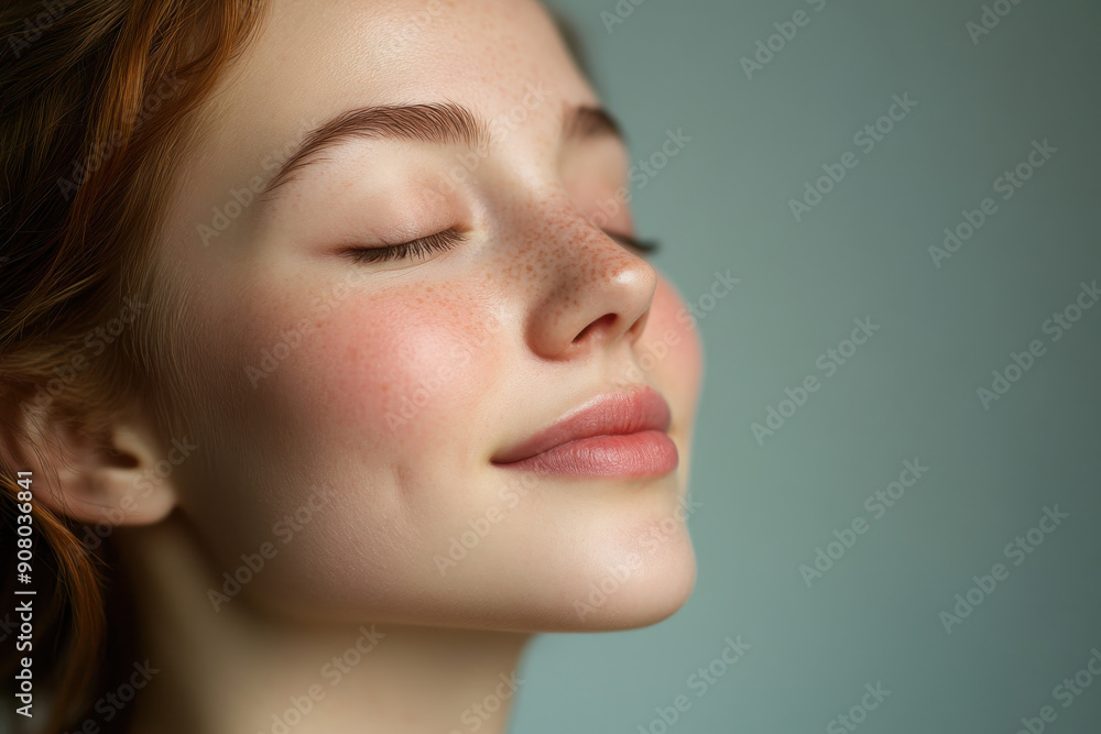 A close up of a girl's face with her eyes closed A close up of a girl's face with her eyes closed