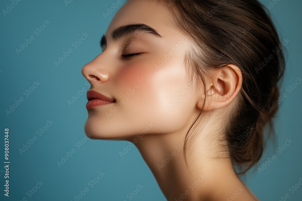 A close up of a girl's face with her eyes closed A close up of a girl's face with her eyes closed