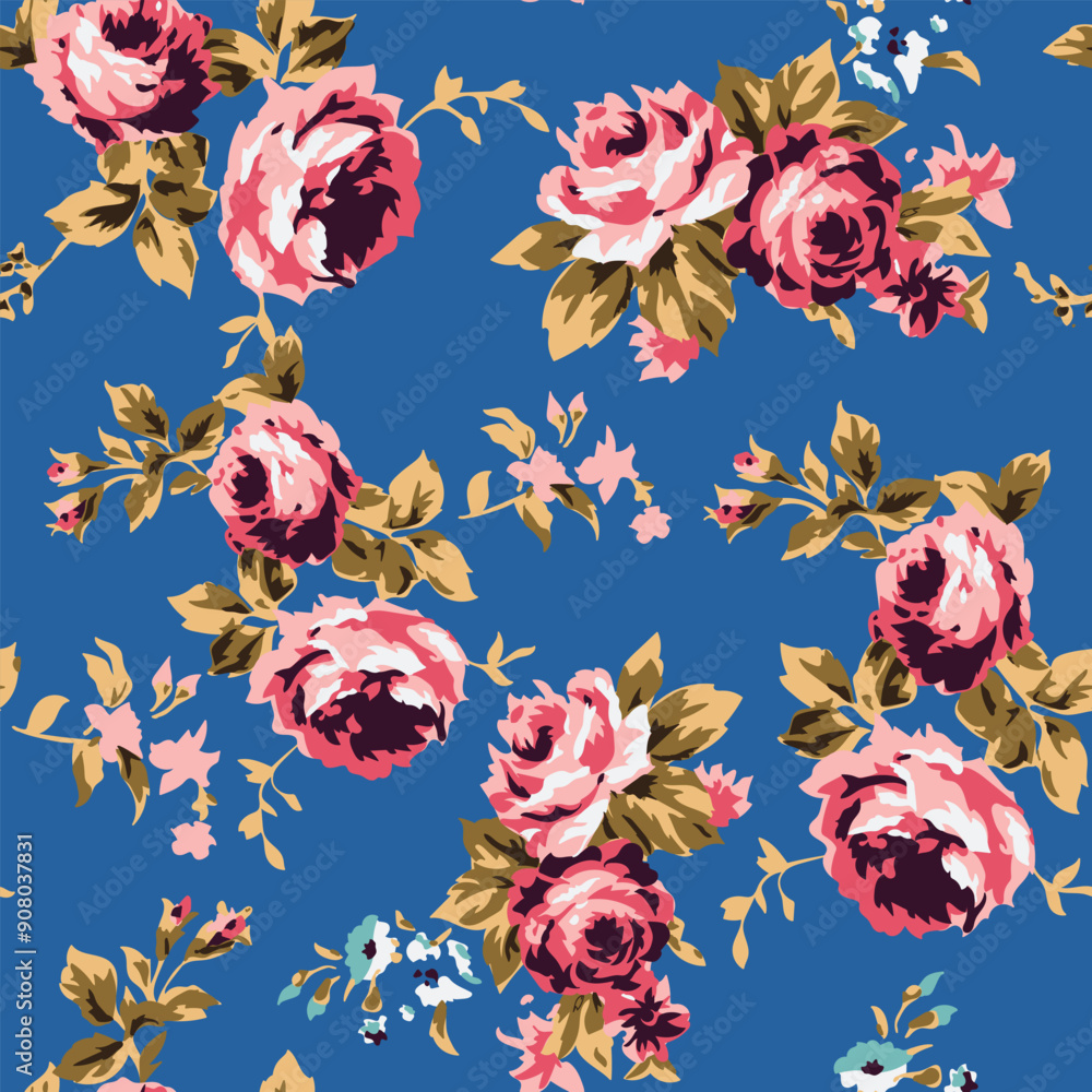 Vintage floral rose pattern, seamless pattern design for digital and print use