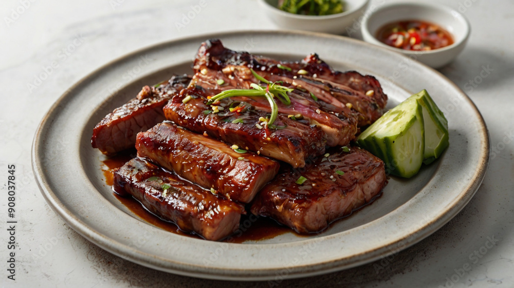 korean bbq, white background, studio light korean bbq, white background, studio light