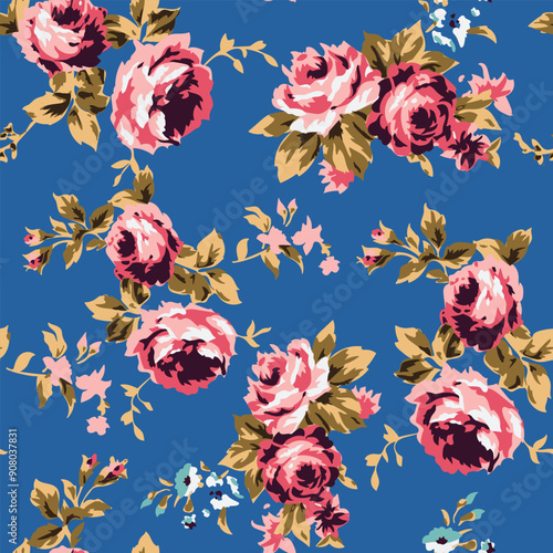 Obraz na płótnie Vintage floral rose pattern, seamless pattern design for digital and print use w salonie
