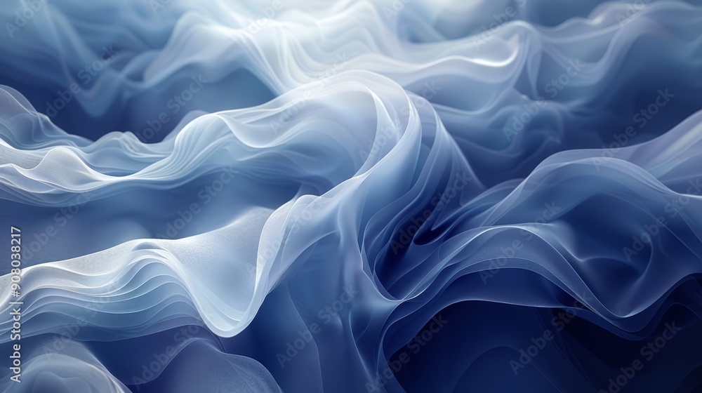 Obraz premium Abstract Flowing Blue and White Fabric