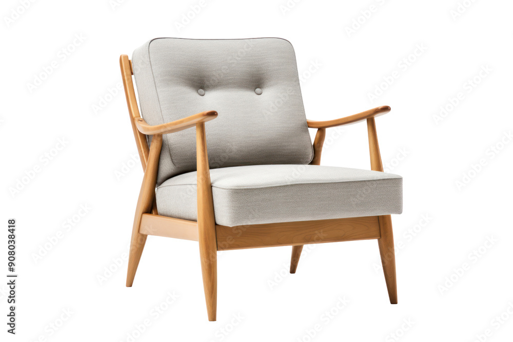 classic Scandinavian-style armchair with a minimalist design and natural wood accents, isolated on a white background classic Scandinavian-style armchair with a minimalist design and natural wood accents, isolated on a white background