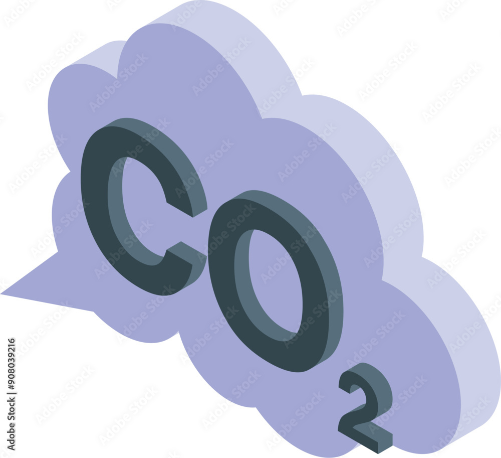 Thought bubble containing the chemical formula for carbon dioxide, representing concerns about climate change and pollution