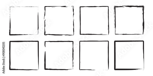 Hand drawn sketch frame vector. Simple doodle rectangle pencil frame border shape. Pencil brush stroke style isolated on white background. eps10