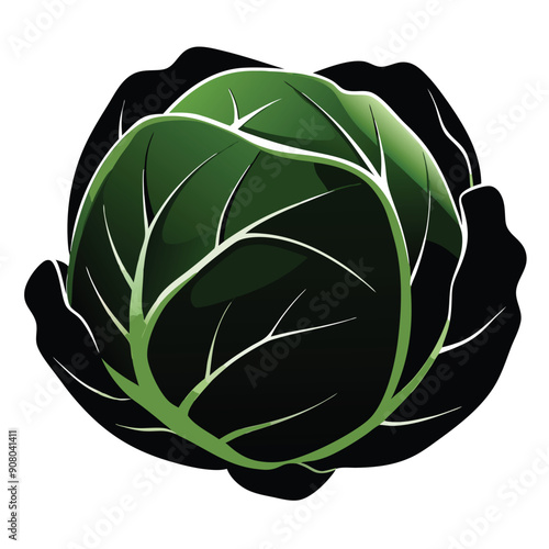 Brussel Sprout vector style silhouette, isolate white background,