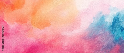 Ultrawide Abstract Colorful Watercolor Gradient Frame Background For Banner Or Presentation With Empty Copyspace