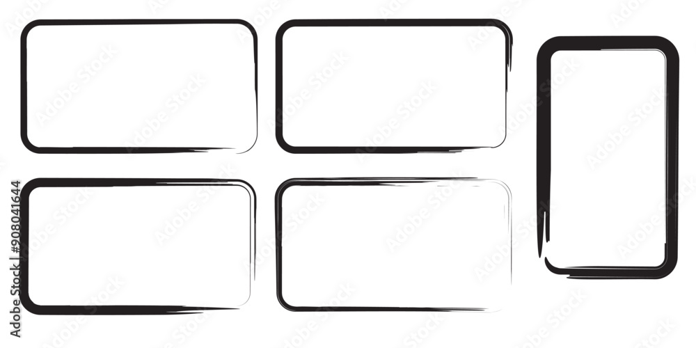 Hand drawn sketch frame vector. Simple doodle rectangle pencil frame border shape. Pencil brush stroke style isolated on white background. eps10 Hand drawn sketch frame vector. Simple doodle rectangle pencil frame border shape. Pencil brush stroke style isolated on white background. eps10