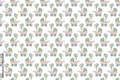 Colorful nursery iconic seamless pattern background