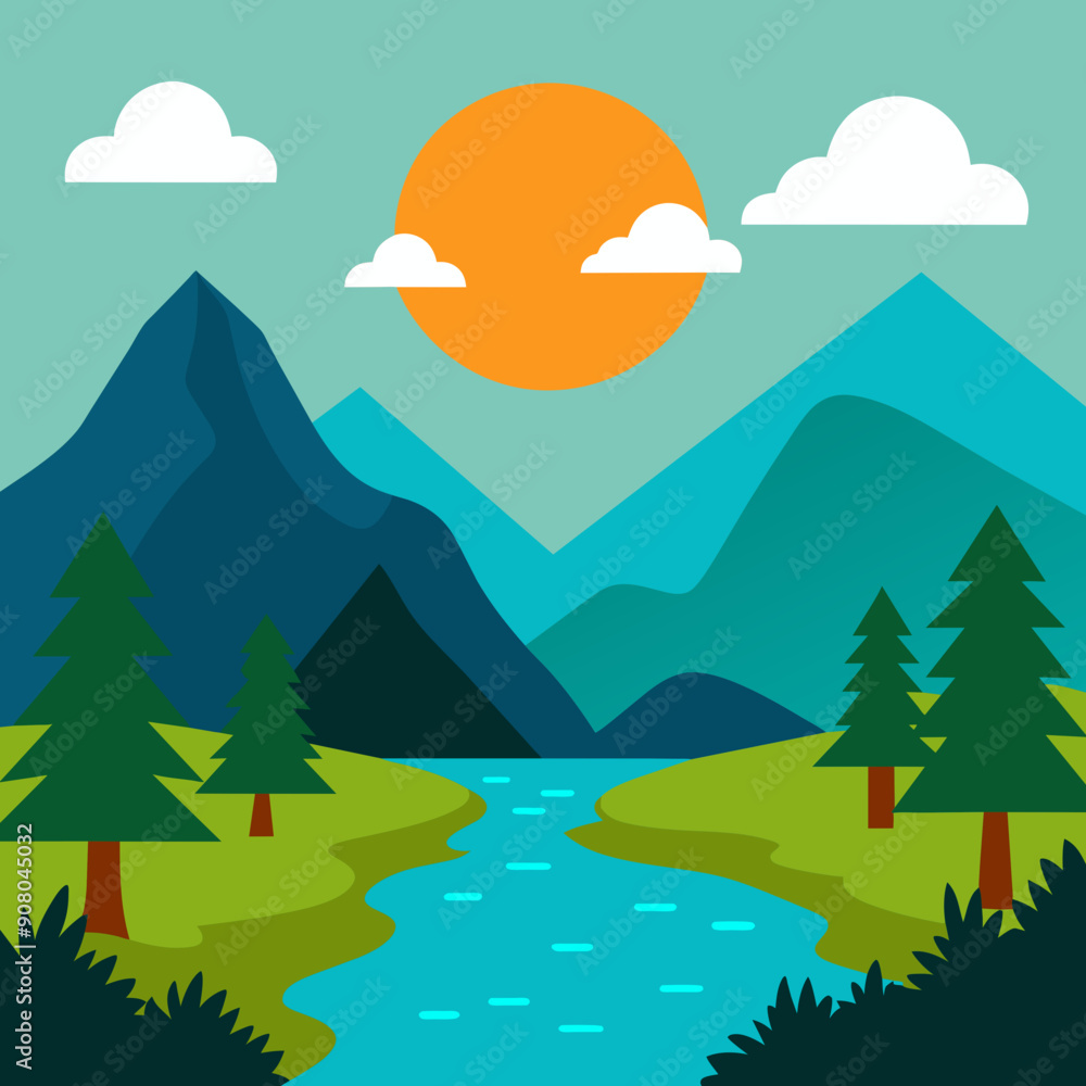 landscape with mountains and blue sky landscape with mountains and blue sky