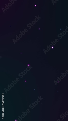 Vertical Glowing Magenta Blue Tetrahedron Flowing Up