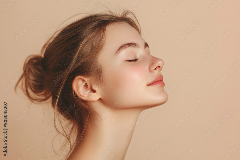 A close up of a girl's face with her eyes closed A close up of a girl's face with her eyes closed