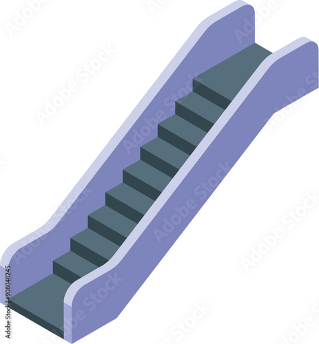 Empty escalator is going upwards, inviting shoppers to explore different levels