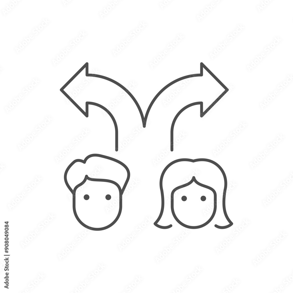 Divorce process line outline icon Divorce process line outline icon