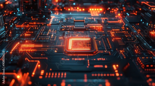 high tech computer background with digital circuits and futuristic patterns