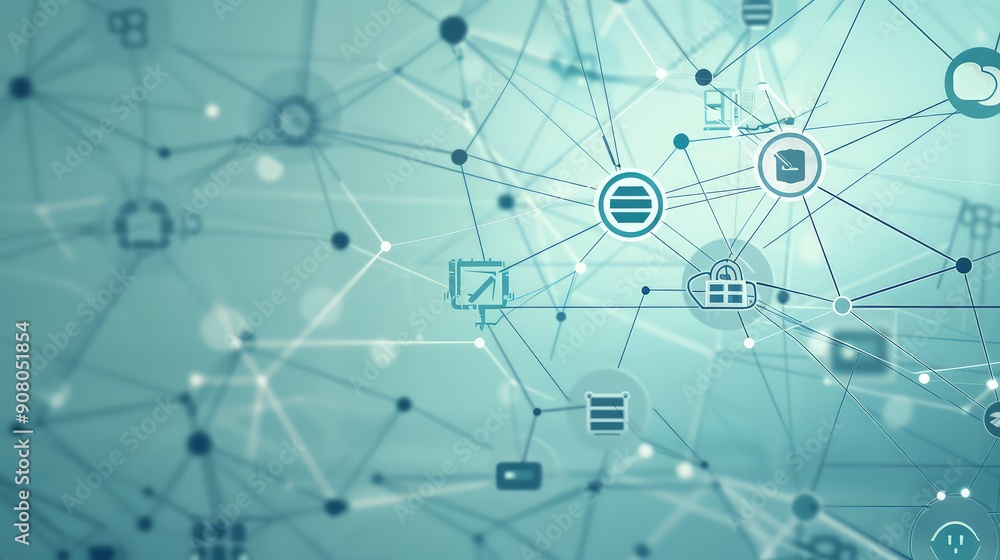 A graphical representation of a centralized data exchange hub with lines connecting to various data sources and services icons, symbolizing integration and communication in a digital network. A graphical representation of a centralized data exchange hub with lines connecting to various data sources and services icons, symbolizing integration and communication in a digital network.