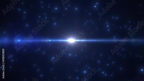 Abstract Blue Particles Background with Flares