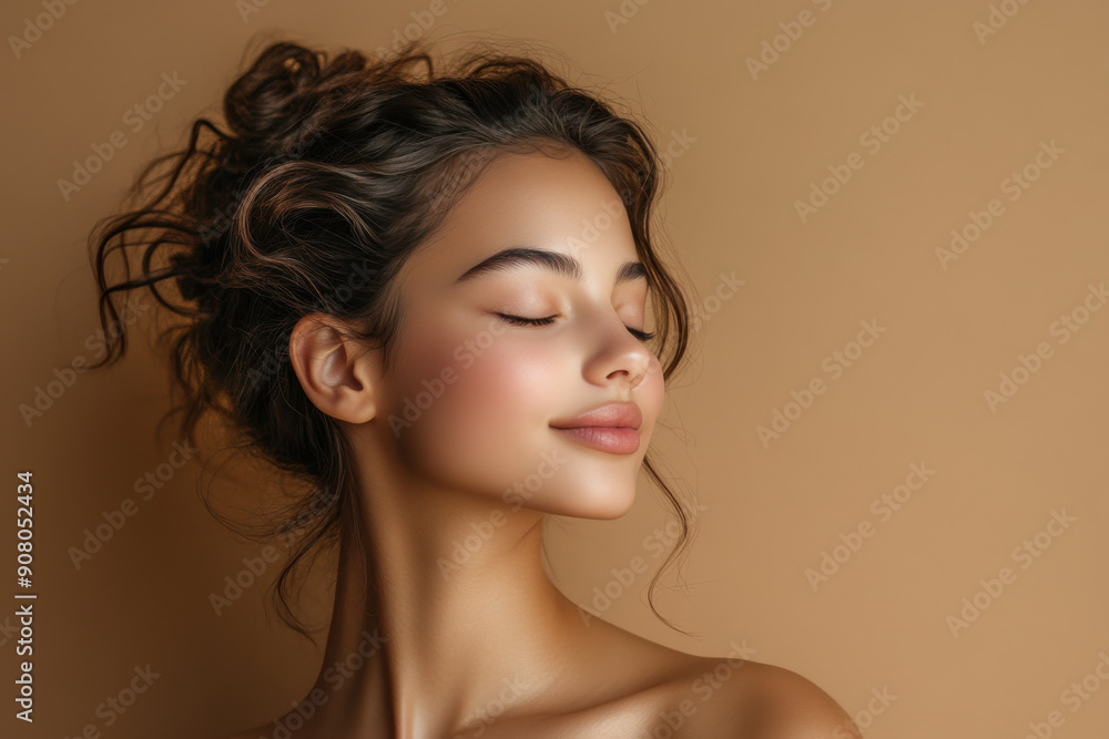 A close up of a girl's face with her eyes closed A close up of a girl's face with her eyes closed
