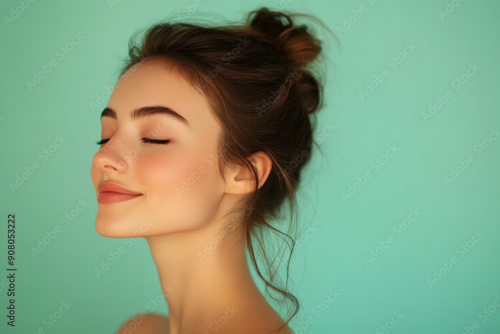 A close up of a girl's face with her eyes closed A close up of a girl's face with her eyes closed