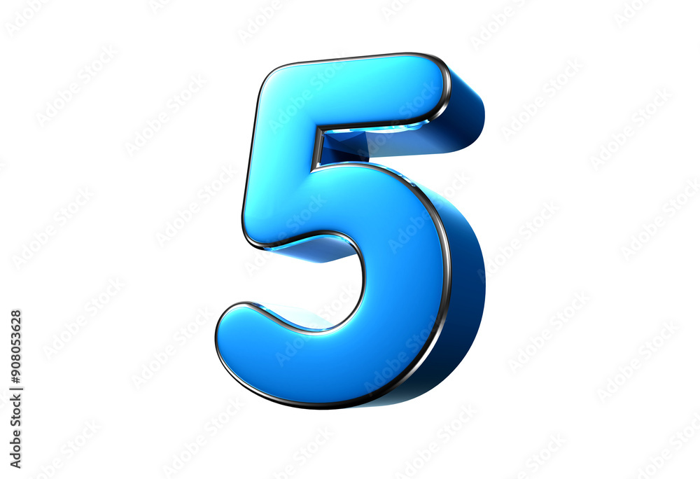 Blue number 5 3d illustration. Advertising signs. Product design. Product sales Blue number 5 3d illustration. Advertising signs. Product design. Product sales