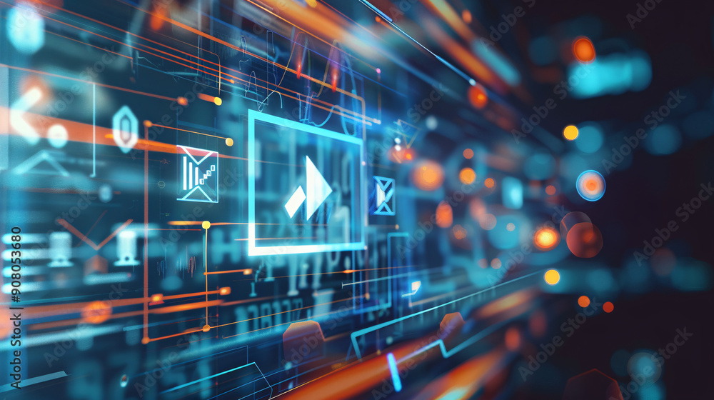 Whiteboard with a play icon and a pause icon, indicating action and rest 