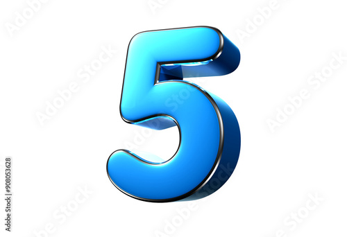 Blue number 5 3d illustration. Advertising signs. Product design. Product sales