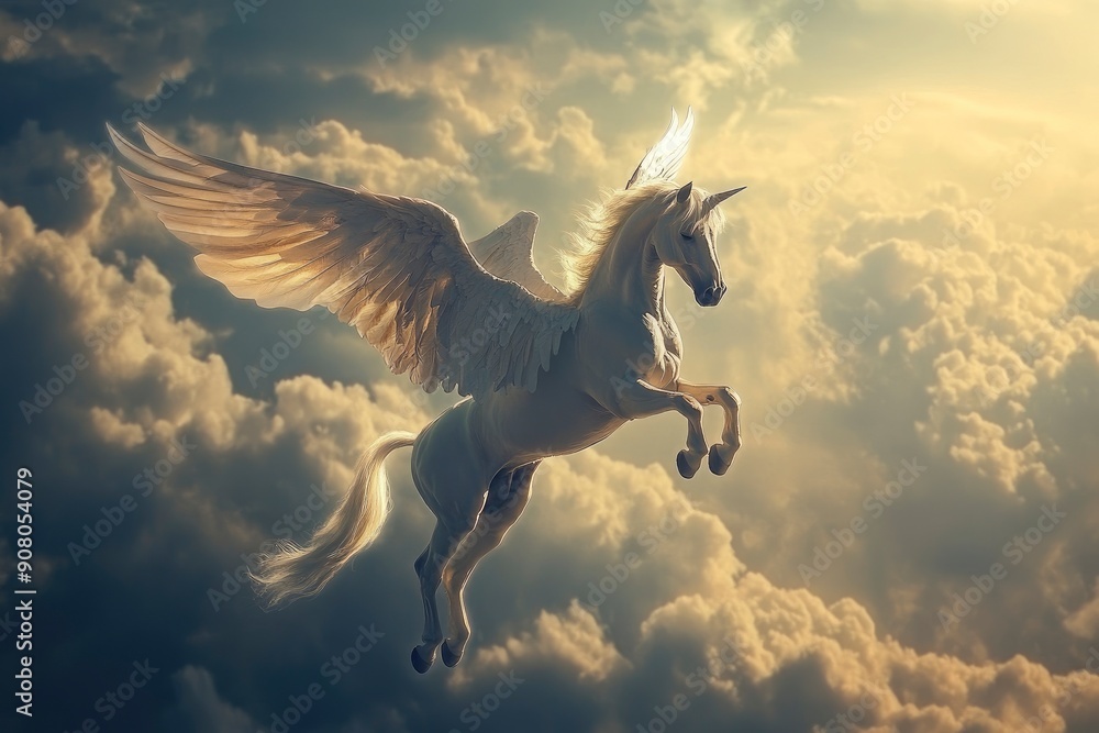 Powerful Pegasus Soaring Through the Heavens, Capturing the Essence of Greek Mythological Legends and Heroic Adventure – Perfect for Inspirational Art, ai Powerful Pegasus Soaring Through the Heavens, Capturing the Essence of Greek Mythological Legends and Heroic Adventure – Perfect for Inspirational Art, ai