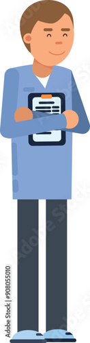 Pharmacist character. Medical treatment store worker icon