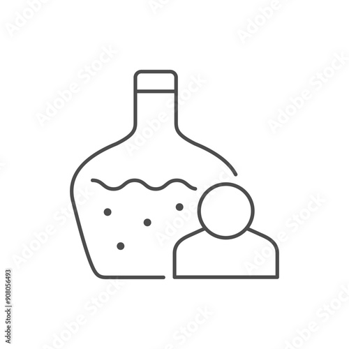 Person with alcoholism line icon