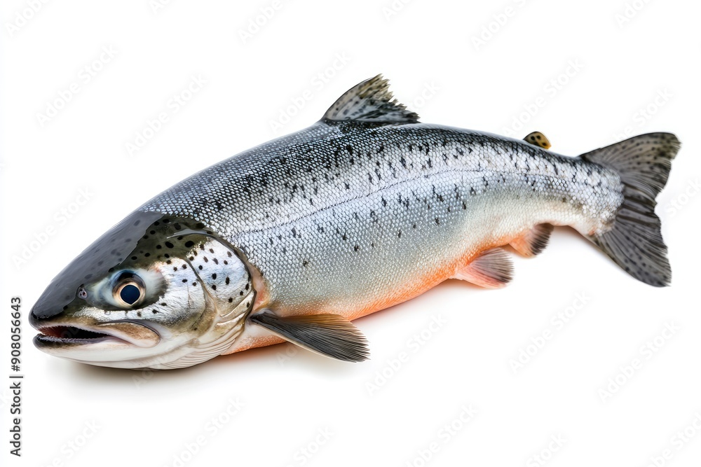 raw salmon, fish isolated on white background, full depth of field , ai raw salmon, fish isolated on white background, full depth of field , ai