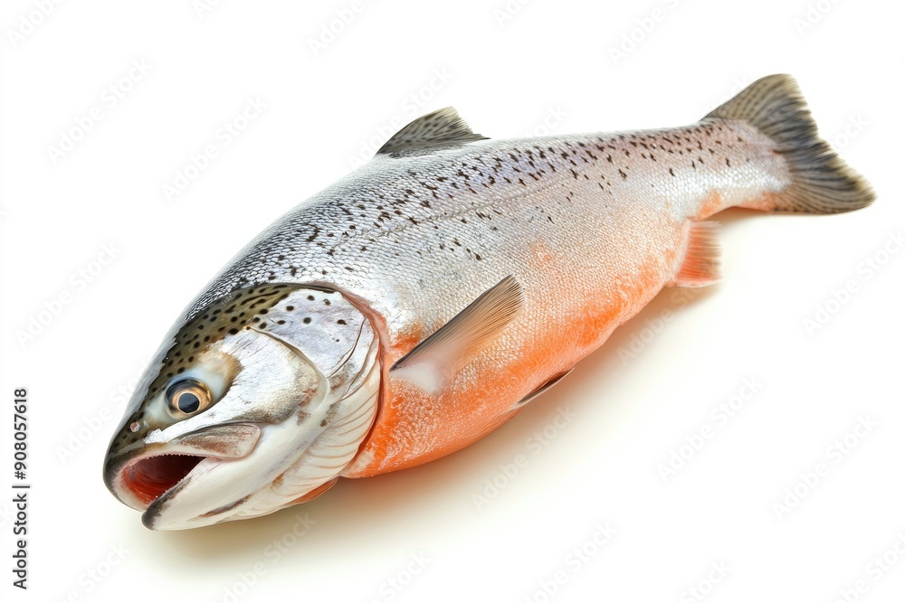 raw salmon, fish isolated on white background, full depth of field , ai raw salmon, fish isolated on white background, full depth of field , ai