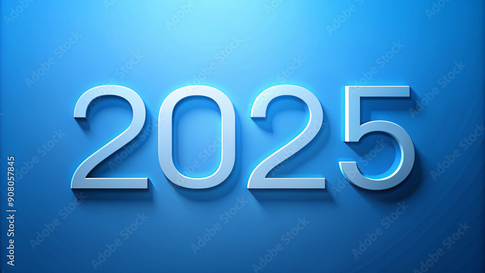 A clean, minimalist 3D render illustration of a 2025 New Year concept. A clean, minimalist 3D render illustration of a 2025 New Year concept.