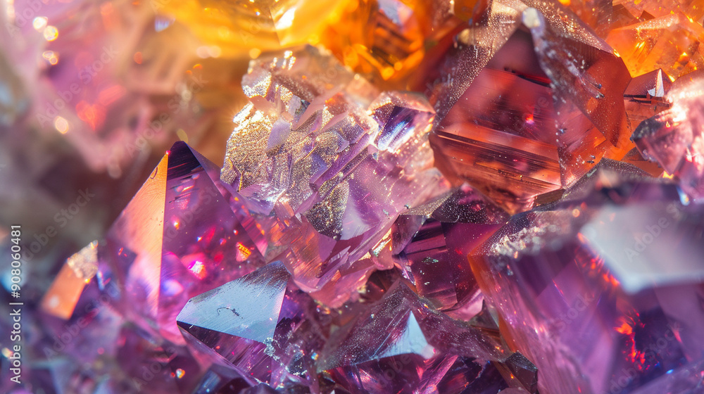 Close-up of a sparkling spinel with abstract, vibrant colors and intricate facets Close-up of a sparkling spinel with abstract, vibrant colors and intricate facets
