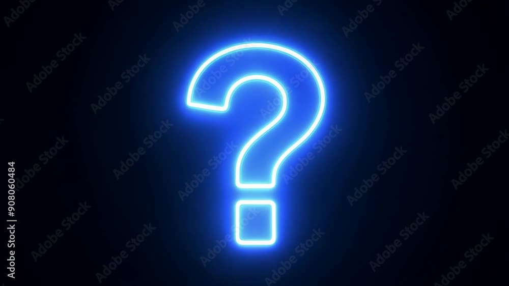 Glowing Neon Question Mark Against Black Background Generative AI Glowing Neon Question Mark Against Black Background Generative AI