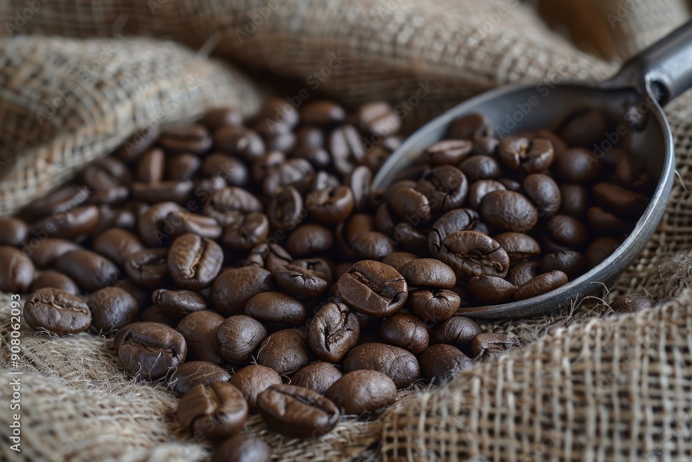 Fototapeta premium Roasted coffee beans in a bag
