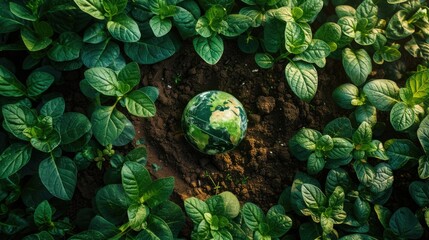 Earth with Lush Green Vegetation Highlighting Plant-Based Protein Sources