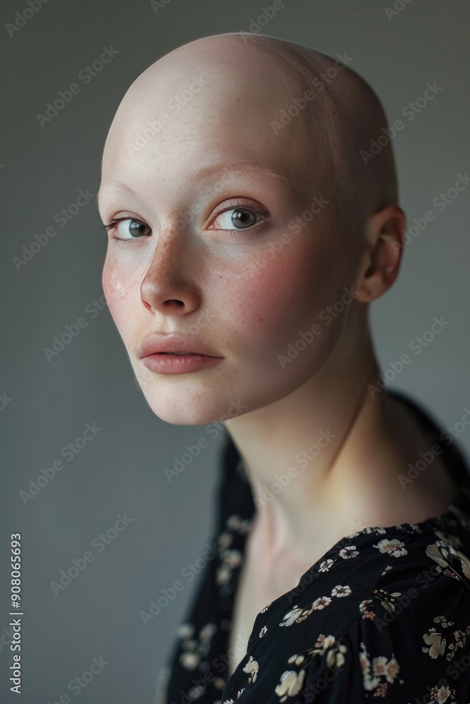 Bald woman due to chemotherapy Generative, ai Bald woman due to chemotherapy Generative, ai