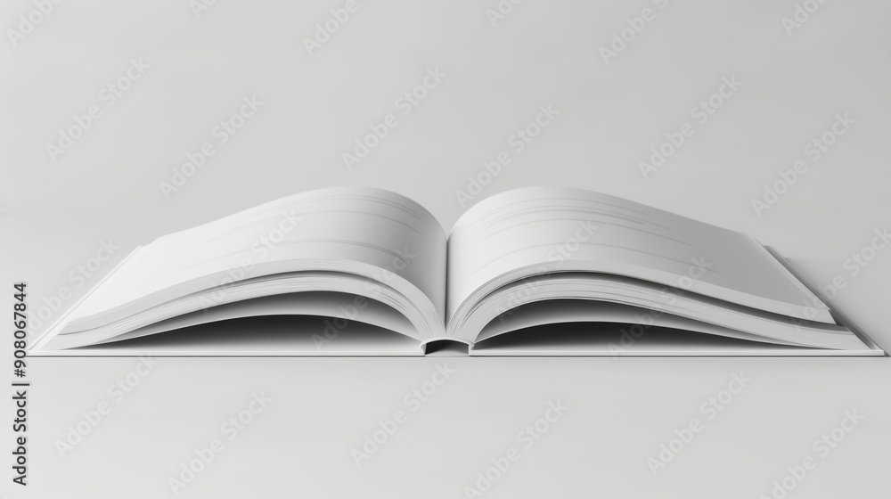 Minimalistic white magazine mockup on clean background with ample space for custom text Minimalistic white magazine mockup on clean background with ample space for custom text