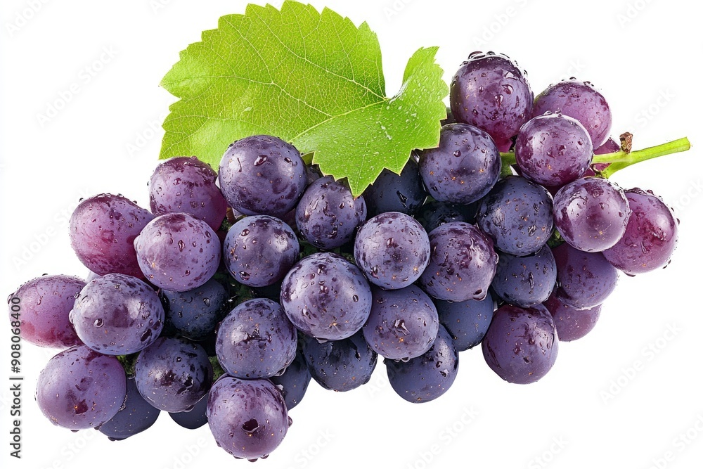 Fototapeta premium Transparent PNG available purple grape, isolated on white background, full depth of field , ai
