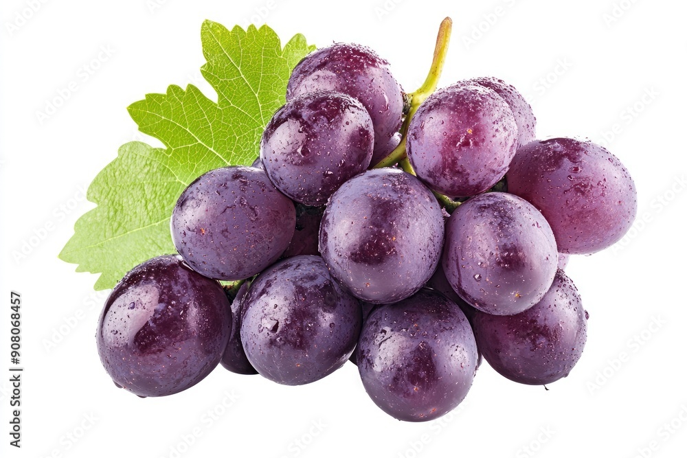 Fototapeta premium Transparent PNG available purple grape, isolated on white background, full depth of field , ai