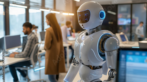 Wallpaper Mural AI: A humanoid robot working alongside humans Torontodigital.ca