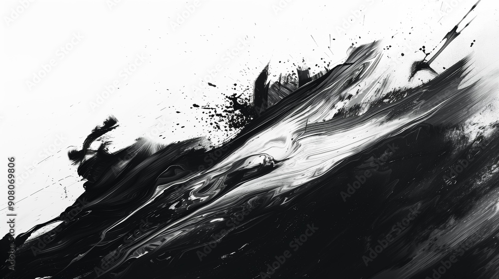A bold, sweeping black ink brush stroke with dynamic curves and varying thickness. The stroke appears fluid and expressive, showcasing the raw, textured quality of traditional ink on paper.
A bold, sweeping black ink brush stroke with dynamic curves and varying thickness. The stroke appears fluid and expressive, showcasing the raw, textured quality of traditional ink on paper.