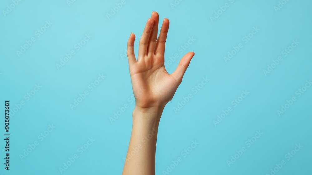 Reaching Out: A hand reaches upward against a vibrant blue backdrop, symbolizing hope, aspiration, or a call for attention. Reaching Out: A hand reaches upward against a vibrant blue backdrop, symbolizing hope, aspiration, or a call for attention.