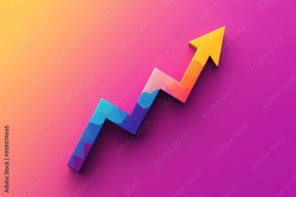 Ascend to Success: A vibrant, abstract arrow climbs a gradient background, symbolizing growth and progress Ascend to Success: A vibrant, abstract arrow climbs a gradient background, symbolizing growth and progress