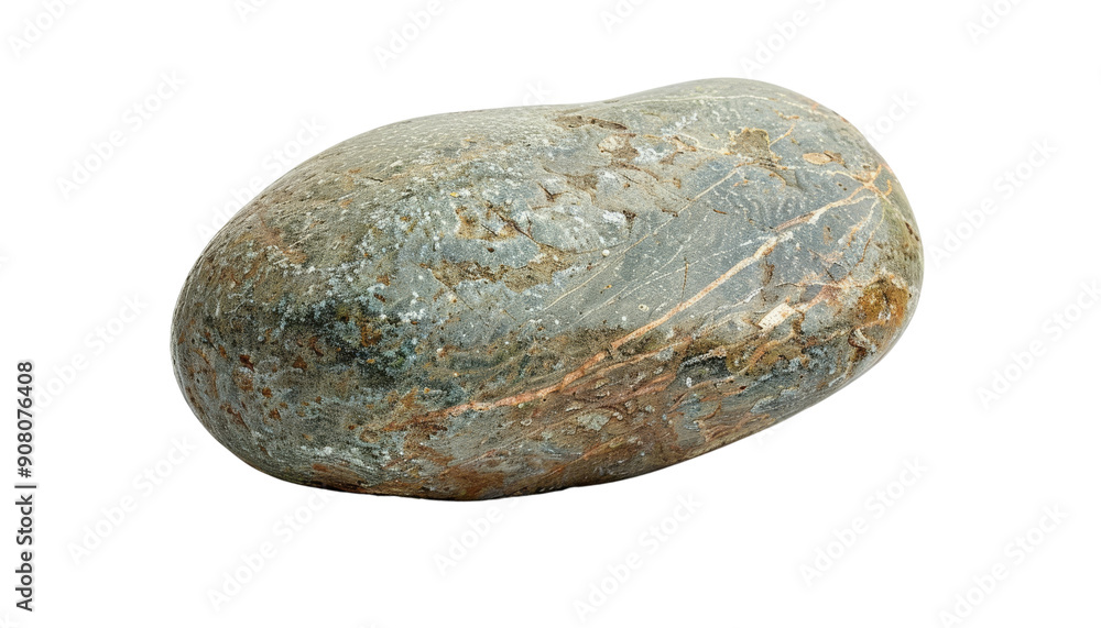 A smooth, grey and brown river rock with intricate patterns isolated on black background. A smooth, grey and brown river rock with intricate patterns isolated on black background.